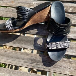 TEVA Aztec Cork Wedges Slip On Size 8.5